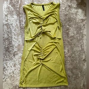 Cut out Front Mini Dress- Lime